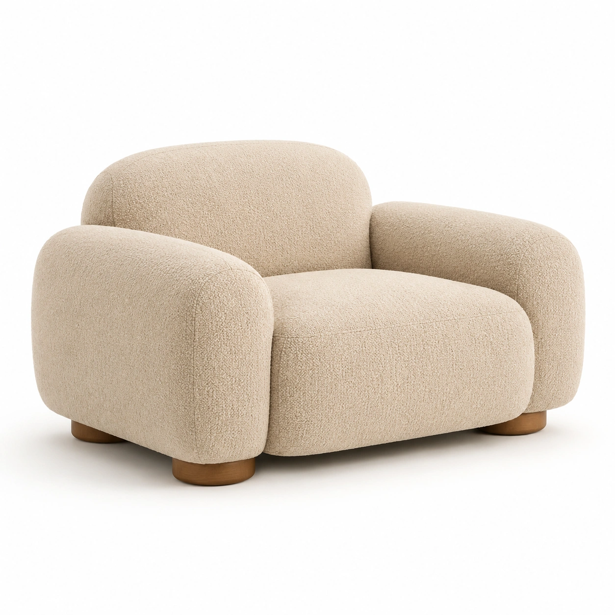 Fotel boucle kremowy-MonveraLiving